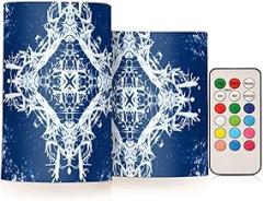 Blue Snowflake Electronic Candle Light,No Open Flame, No Smoke, No Wax Drips, Remote Controllable, 4-Hour/8-Hour Timer for On/Off, Multiple Light Settings, Versatile for Different Occasions.