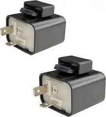 Universal Hazard Warn Hyper Flash Relay for Motorcycle Turn Signal - 12V Speed Adjustable, 2 Pin, LED Electronic Flasher Relay - Direct Replacement - Black (2pcs)