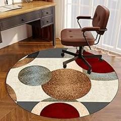 Drum Rug Floor Protection Mat, Gaming Office Chair Mat, Non-Slip Fabric Office Floor Mat, Floor Mat Protector for Hard Floors, Laminate and Tiles, Round-E||90CM