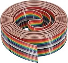 Generic 1 Pcs 16 Pin Flat Rainbow Ribbon Cable 6.6 Ft 1.27mm Pitch Breadboard Jumper Wires for Electronic Projects