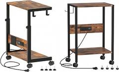 CPU Stand and Computer Cart Bundle, 2 Tier Mobile Floor PC Stand Fits Under Desk, Rolling CPU Holder with Hooks, CPU Holder for Carpet, Home Office,