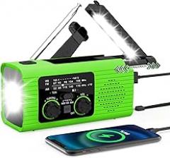 NOAA Emergency Weather Radio, 4000mAh Weather Alert Radio Solar Charging, Hand Crank & USB Charged, AM/FM with LED Flashlight, Reading Lamp, SOS Alarm, Headphone Jack for Outdoor Indoor