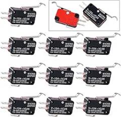 Swpeet 10Pcs V-154-1C25 Micro Limit Switch Long Hinge Roller Momentary Cherry Push Button SPDT Snap Action Perfect for Arduino, Appliance and Electronic Equipment