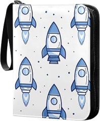 business card binder card holder case with double sided removable sleeves for game, baseball cards collection Blue Missiles