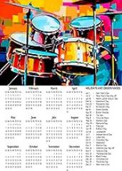 Musical Instruments Pop Art Wall CURRENT YEAR Calendar, CURRENT YEAR Holidays and Observances Size 11.5 X 16.5 inch, 30x42 cm #3 (Electronic Drum Musical Instrument 4)
