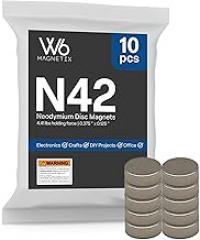 Strong Neodymium Disc Magnets, N42, Plated, 0.375 in x 0.125 in, 4.41 lbs Holding Force, for Use On Electronics, Sensors, and Crafts, Pack of 10