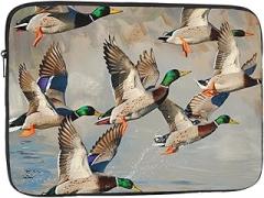 Mallard Ducks Printed Laptop Sleeve for Men Women Shockproof Laptop Bag for Travel Office School, black, 10 inch