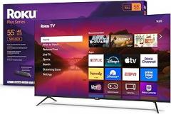 Roku Smart TV 2025 – 55-Inch Plus Series, Mini-LED TV – RokuTV with Enhanced Voice Remote – Flat Screen 4K QLED Television with Dolby Vision & Wi-Fi for Streaming Live Local News, Sports
