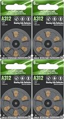 POWEROWL Hearing Aid Batteries Size 312, Long Lasting 312A Battery, 24 Count