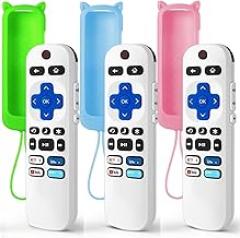 (Pack of 3) Replacement Remote Only for Roku TV with Soft Silicone Protective Cover (Glow in The Dark), Universal Remote for TCL/Onn/Hisense/Element/Sharp/Philips Roku Smart TV (Elegant White)