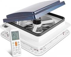 Hike Crew 11” RV Roof Vent Fan w/LED Light | 12V 6-Speed Intake & Exhaust Camper Fan | Auto Temperature, Rain Sensor & Electronic Open/Close | Includes Screws & Garnish | Smoked Lid