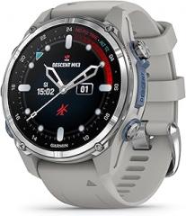 Garmin Descent Mk3 Dive Computer and Multisport Smartwatch with AMOLED Display with Advanced Dive Modes and GPS Navigation (43mm, Stainless Steel with Fog Gray Silicone Band)
