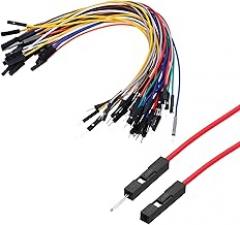 Male to Female 1Pin Breadboard Jumper Wire 2.54mm Pitch Ribbon Cable 20cm Long Electronics Breadboard Ribbon Cables for Breadboard Electronic Projects Pack of 40