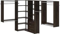 Modern Ultimate 84-115 in. Width Espresso Wood Closet Corner System - Truffle