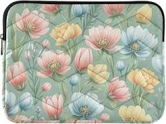 Laptop Case 13, 13.3, 14 Inch Floral Tulips Green Portable Protective Case Portable Electronic Device Cover