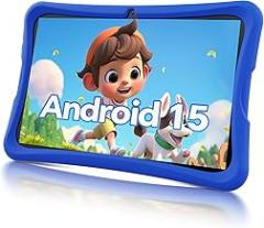 DigiLand 10.1 Inch Kids Tablet, Android 15 Tablet for Kids,6G+32GB up to 128GB,6000mAh Battery,Dual Camera,WiFi,BT 5.0,Best Electronics Tablets Gift for Kids,Shockproof Protective Case (Blue)