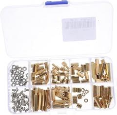 1Set Brass Spacer Assortment Kit with Stainless Steel Screws Nuts Column for Electronics Board and Circuit Board Fastening Compact Lightweight Design