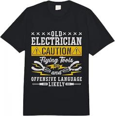 Electronics Repair Designs for Electrician Old Electrician Caution Lineman Wireman Electronics Repair Comfort Colors Adult Heavyweight T-Shirt