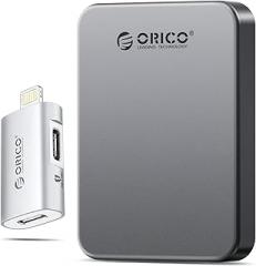 ORICO 512GB Magnetic External SSD Up to 2000MB/s, External Solid State Drive Compatible with iPhone 17 16 15 Pro Max + USB C Female to Lightning Male for iPhone 14 13 11 12 Pro Max K20