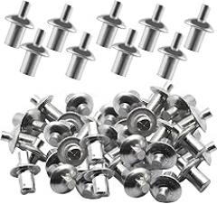 50 Pcs Silver Round Head Rivet Set, Reusable Aluminum Core Rivet, Hammer Drive Rivets Aluminum Alloy Knock Type Expansion Rivets for Indoor Outdoor Electronic Equipment