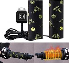 Heated Motorcycle Grip Cover Pad,12V Electronic Warm hot Handles Grips Handlebar Heater Warmer Kit with Three gear & switch For Snowmobile ATV