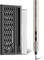 Mini Electric Screwdriver Set, 37 Self-Magnetic Bits, Dual Mode Electric/Manual, 3.7V Rechargeable, Max 3 N.m Torque, Clip Storage Case, Repair Tool for Phone Laptop Camera Watch Electronics - Beige