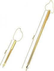 Torah Book Scalable Extendable Hand Pointer with Pocket Clip 14 CM Scalable to 27 CM Plus Steel Bead Chain Great Bar Bat Mitzvah Gift (Gold)