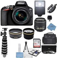 Nikon Intl D3500 24.2MP DSLR Camera + AF-P DX 18-55mm VR NIKKOR Lens Kit + Accessory Bundle + Extreme Electronics Cloth (Renewed)