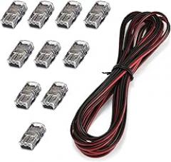 10pcs 2/3/4/5 Pin LED Strip to Wire Connector Waterproof/Non-Waterproof with 5m 22AWG Electric Cable Wire for Electronic DIY for 8mm 2pin IP65 1