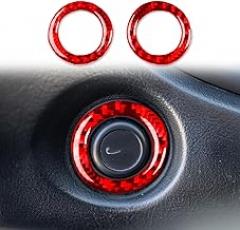 Car Red Carbon Fiber Accessories Driver's Side Start Switch Small Ring 2pcs Protective Cover Sticker Compatible with Acura Integra 1994 1995 1996 1997 1998 1999 2000 2001