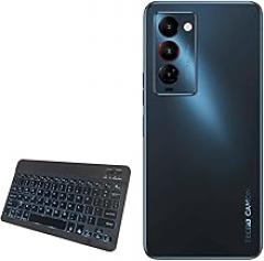 BoxWave Keyboard Compatible with Tecno Camon 18 Premier - SlimKeys Bluetooth Keyboard - with Backlight, Portable Slim LED 7 Colors - Jet Black