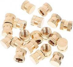 Luxshiny 20pcs Heat Set Insert Nut Brass Threaded Insert for Knurled Female Thread Design for Automotive Electronics and Construction Projects