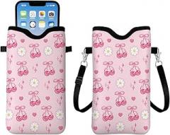 Cherry Gifts for Girls - Small Crossbody Bag for Women Lightweight Sleeve with Crossbody Strap Neck Lanyard, Neoprene Cell Phone Sleeve Pouch Case Bags, Cell Phone Bag 7.1 X 3.9 inch