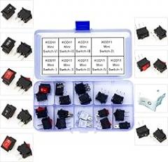 Rocker Switch PCB Switch Assortment Kit,KCD11 Mini Rocker Switch 2Pin 3Pin ON/Off Switch Panel Mount Latching Rocker Switch for Electronic Applications (KI-RK-KCD11)