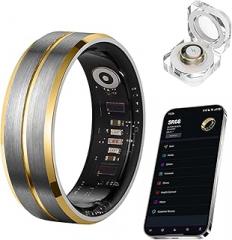 Smart Ring for Women Men, Tungsten Steel Fitness Tracker Ring with Sleep Monitoring, Heart Rate, Step Counting, IP68 Waterproof for iPhone and Android, No Subscription Fee
