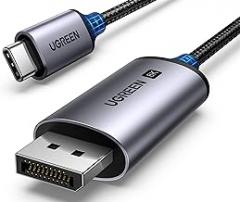 UGREEN USB C to DisplayPort 1.4 Cable 8K@60Hz 4K@240Hz Unidirectional Thunderbolt 4/3 to DisplayPort Cord USB C to DP 32.4Gbps Compatible iPhone 17, MacBook Pro/Air, iPad, Mac Mini, Galaxy, XPS, 6.6FT