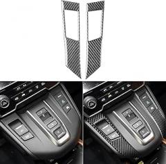 Real Carbon Fiber Car Decals Gear Shift Box Electronic Handlebrake Panel Cover Trim Stickers Compatible with Honda CRV CR-V 2017-2022 2018 2019 2020 2021 Accessories Interior