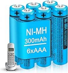 6 Pack BK-30AAABU NI-MH AAA Rechargeable Batteries 300mah Battery 1.2V for Panasonic Cordless Phones,Remote Controls,Electronics