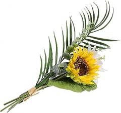 Milisten Artificial Sunflower Bouquet Fake Bridal Bouquet with Stem for Beach and Home Decoration