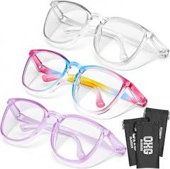 OXG 3 Pack Stylish Safety Glasses, ANSI Z87+ Anti Fog Safety Goggles Blue Light Blocking Protective Eyewear for Nurses