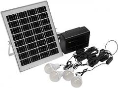 Solar Micro Inverters Power Generator, 15W Solar Generator with 4 Bulbs &1 Li-ion Charger for Power 12V TVs Fans Light Bulbs Other Electronic Devices