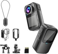 Thumb Action Camera 4K | Small Wearable POV Mini Camera with Electronic Image Stabilization, Waterproof Body Cam for Running, Biking, Outdoor Adventures
