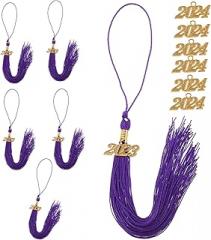 Milisten 2023 2024 Graduation Cap Tassels Set with Year Charms, Purple and Gold Hanging Graduation Decorations for Academic Ceremony and Party Supplies