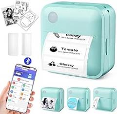 Label Maker Machine with Tape - Thermal Label Printer Bluetooth Label Maker Machine, Mini Printer Sticker Maker for Home, Kitchen, School, Office Organization (Green)