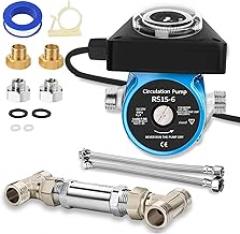 Hot Water Recirculating Pump Kit for Tank Water Heaters – 100W Circulation Pump with Timer, 304 Stainless Steel Sensor Valve & 2 Supply Lines – No Return Line Needed, 3-Year Warranty