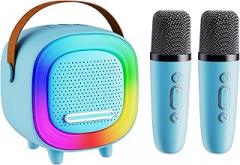 Mini Karaoke Machine Speaker for Kids Adults, Portable Bluetooth with 2 Wireless Microphones, Children's Day Birthday Gift Ideas for Toys for Teens Boys and Girls Aged 4, 5, 6, 7, 8, 9, 10, 11, 12+
