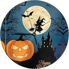 Pumpkin Halloween Print Round Wall Clock Stylish and Silent Non-Ticking Electronic Clock for Home & Office Decor