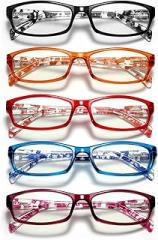 Reading Glasses for Women Men - 5 Pack Blue Light Blocking Spring Hinge Computer Readers Anti Glare UV Eyeglasses