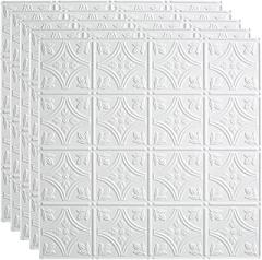 FASÄDE Traditional Style/Pattern 1 Decorative Vinyl 2ft x 2ft Lay in Ceiling Panel in Matte White (5 Pack)