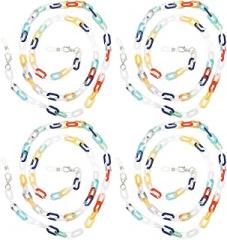 Milisten 4pcs Acrylic Eyeglass Chain Mask Lanyards with Clips Colorful Face Cover Strap Lightweight Sunglasses Cord for Women and Teens Anti-lost Holder